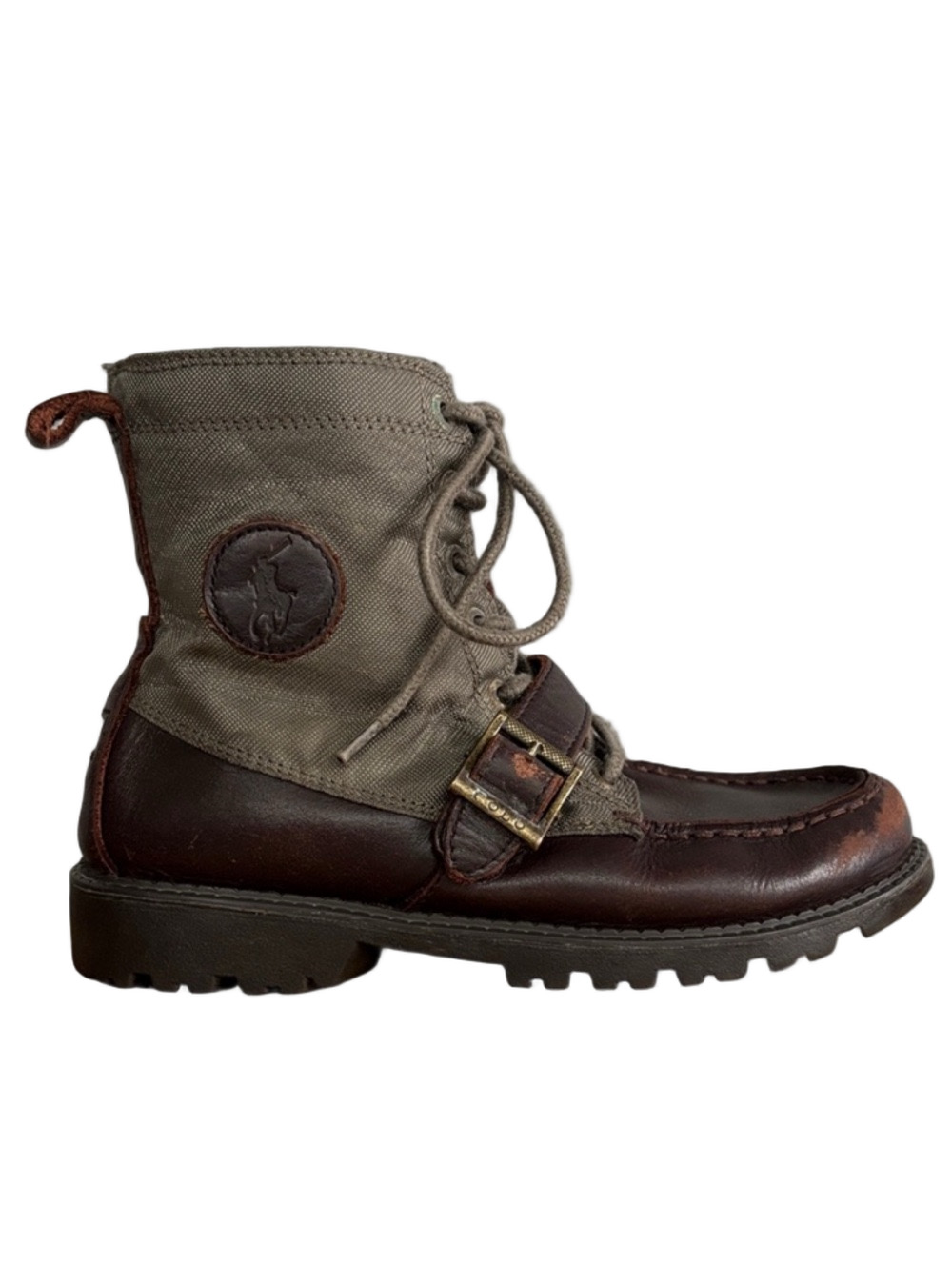 Polo Ralph Lauren Ranger Tumbler Youth Canvas and Leather Lace-Up Boots size 4